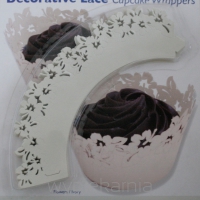 CUPCAKE WRAPPERS-OWIJKI KWIATY KREMOWE 12szt